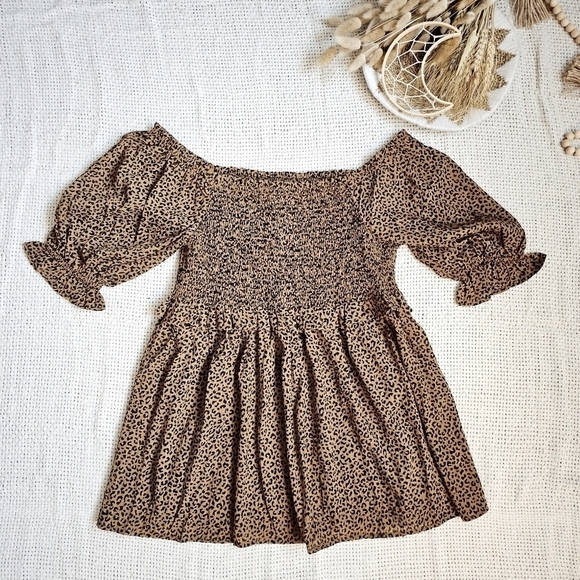 ODDY Peplum Off The Shoulder Animal Print Top Size Small - Picture 4 of 8